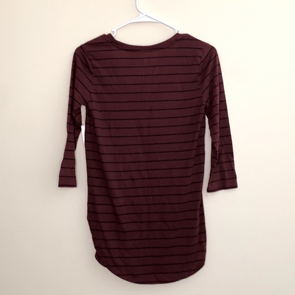 A.N.A Stripe Quarter Arm-Length Scoop Neck Top
